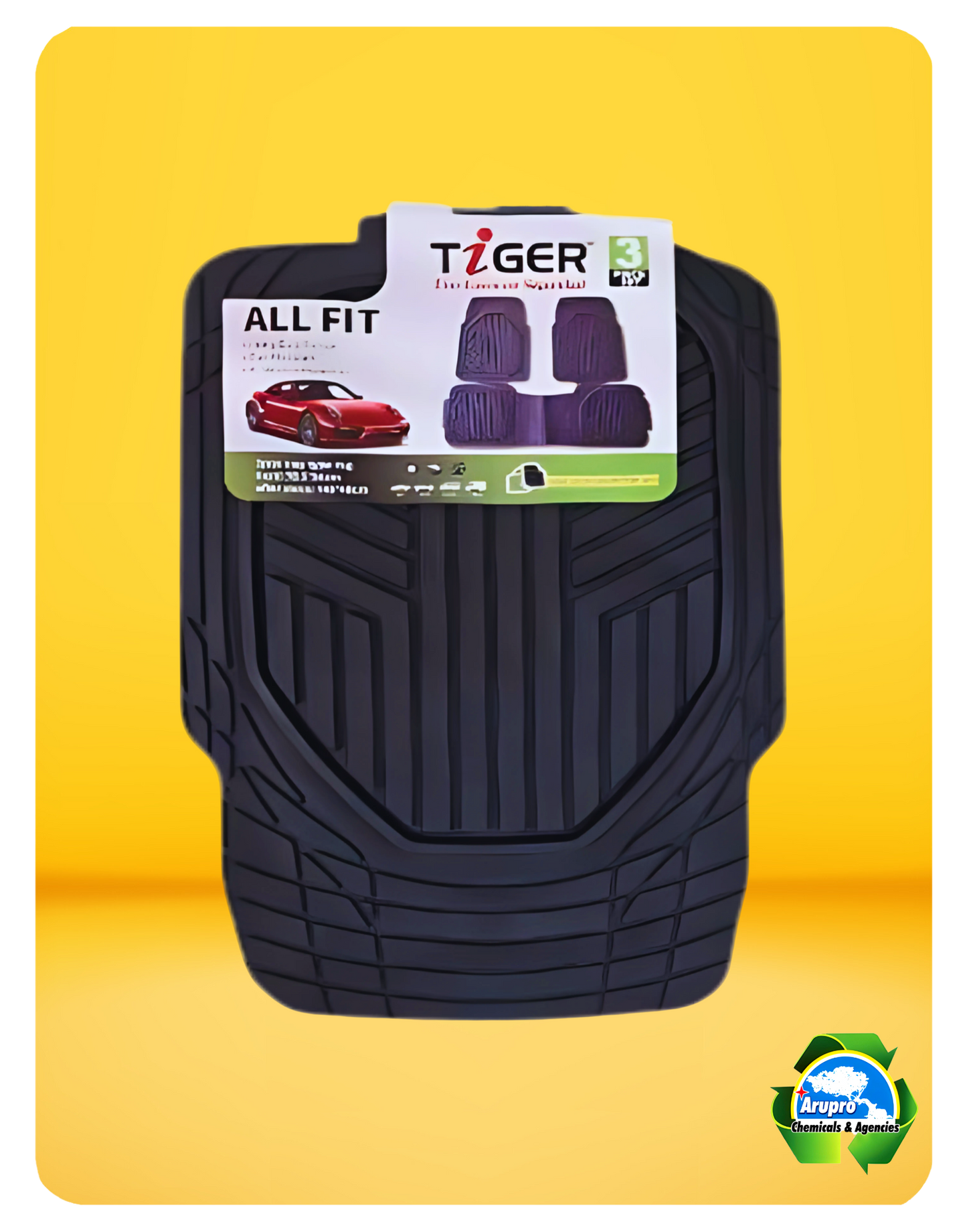 ARUPRO 3-PIECE CAR CARPET PVC TRAY (T7A3PBBL)