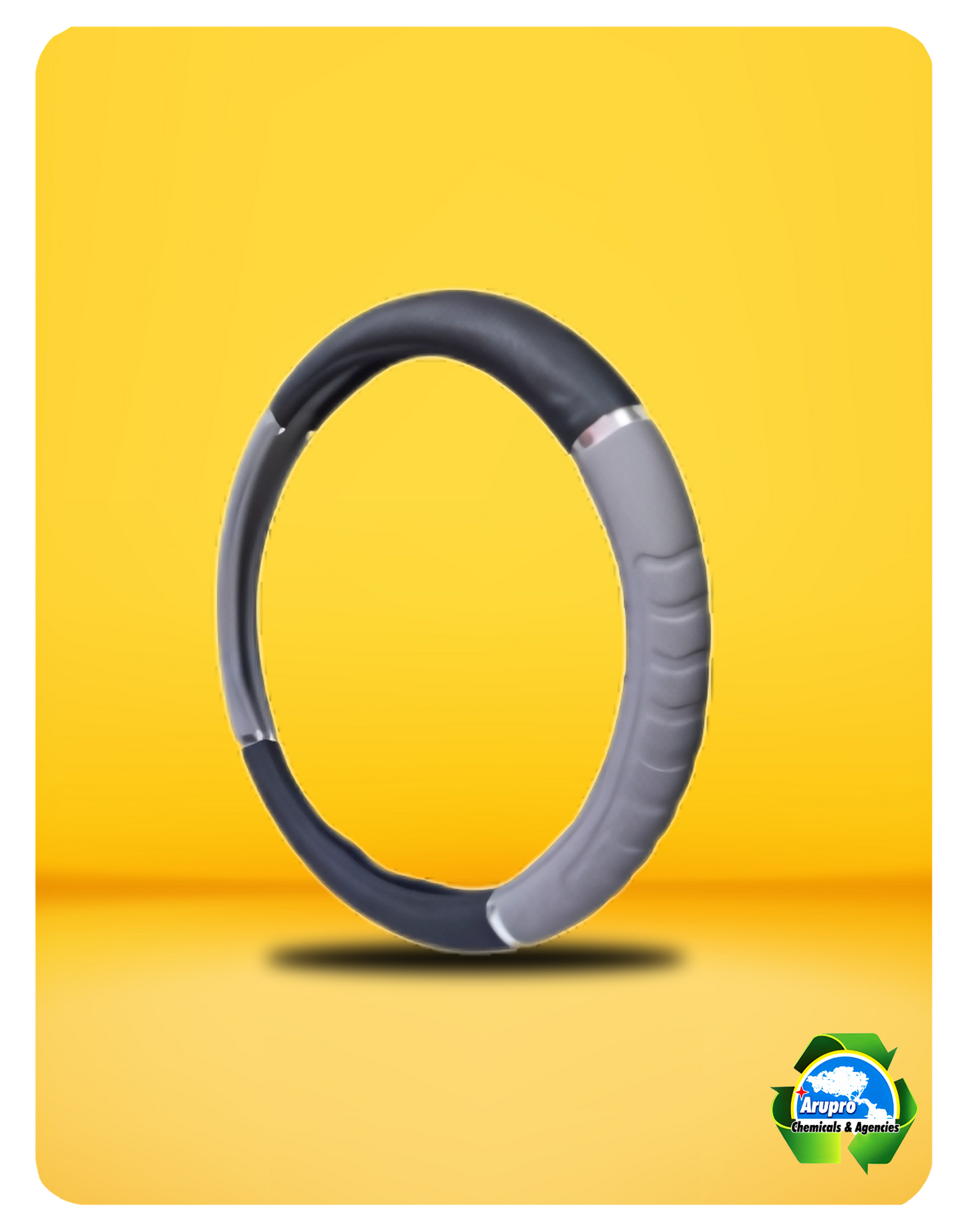 ARUPRO - STEERING WHEEL COVER BLACK/GREY WITH METALLIC TAPE