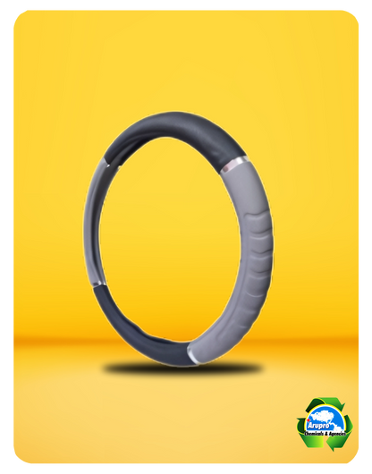 ARUPRO - STEERING WHEEL COVER BLACK/GREY WITH METALLIC TAPE
