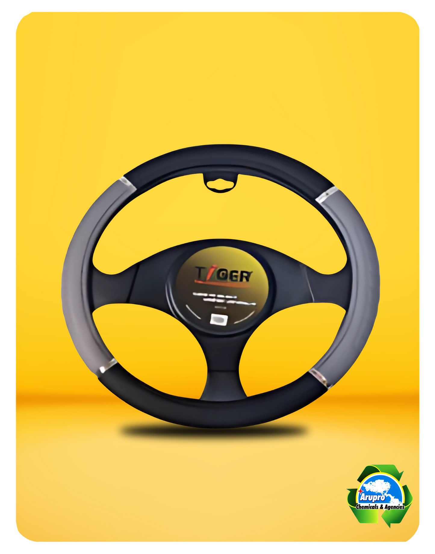 ARUPRO - STEERING WHEEL COVER BLACK/GREY WITH METALLIC TAPE