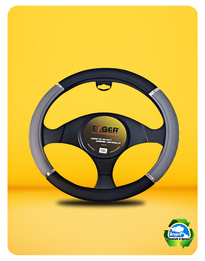 ARUPRO - STEERING WHEEL COVER BLACK/GREY WITH METALLIC TAPE