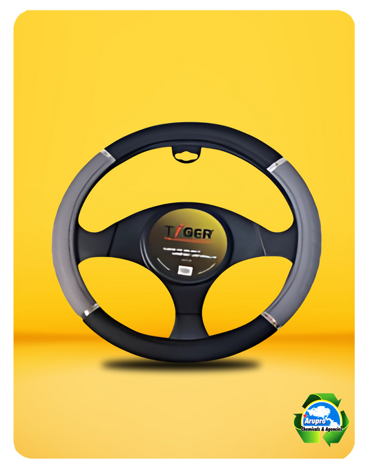 ARUPRO - STEERING WHEEL COVER BLACK/GREY WITH METALLIC TAPE