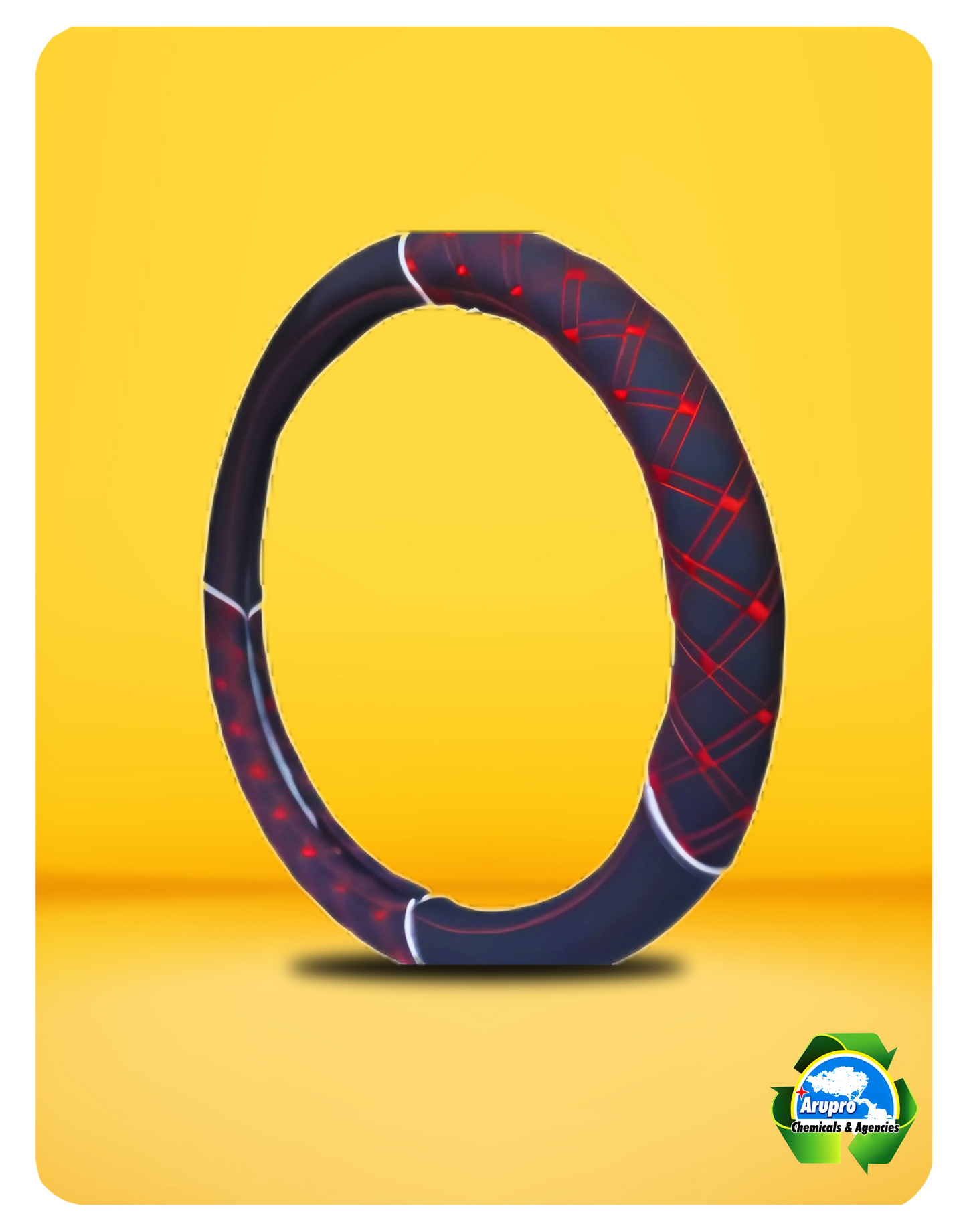 ARUPRO - STEERING WHEEL COVER BLACK WITH RED STITCHING SYNTHETIC