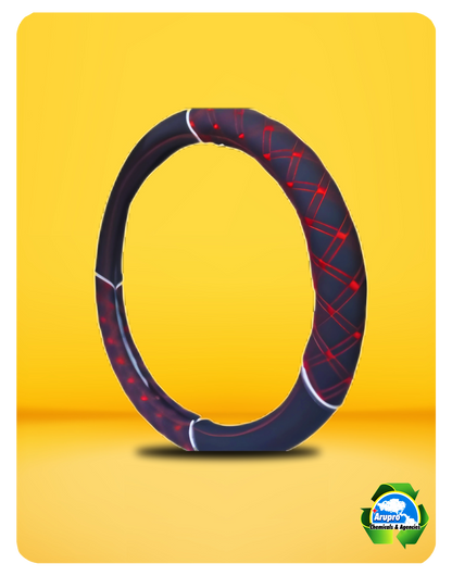 ARUPRO - STEERING WHEEL COVER BLACK WITH RED STITCHING SYNTHETIC
