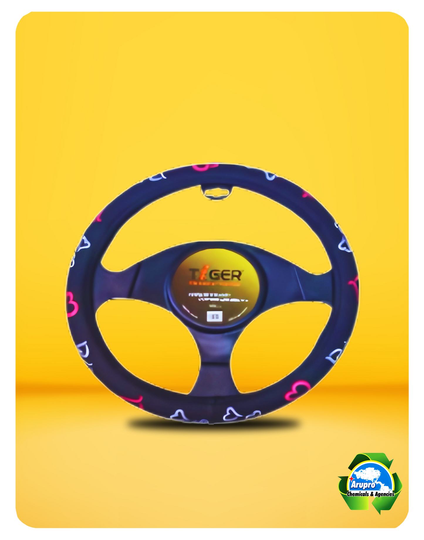 ARUPRO - STEERING WHEEL COVER BLACK WITH HEARTS SYSNTHETIC