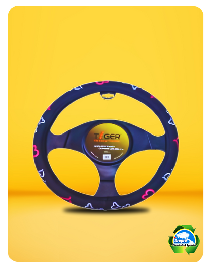 ARUPRO - STEERING WHEEL COVER BLACK WITH HEARTS SYSNTHETIC