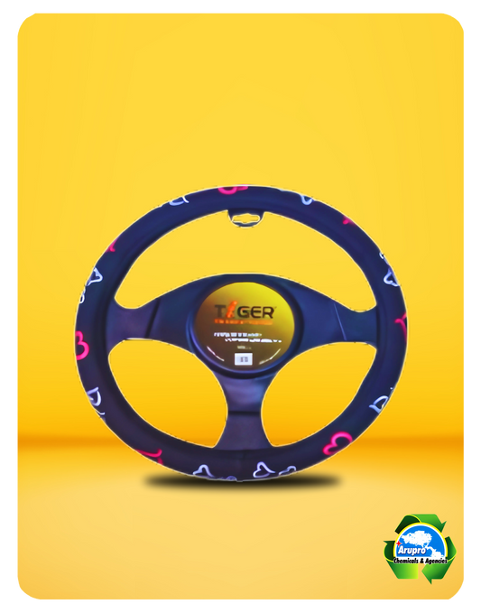 ARUPRO - STEERING WHEEL COVER BLACK WITH HEARTS SYSNTHETIC