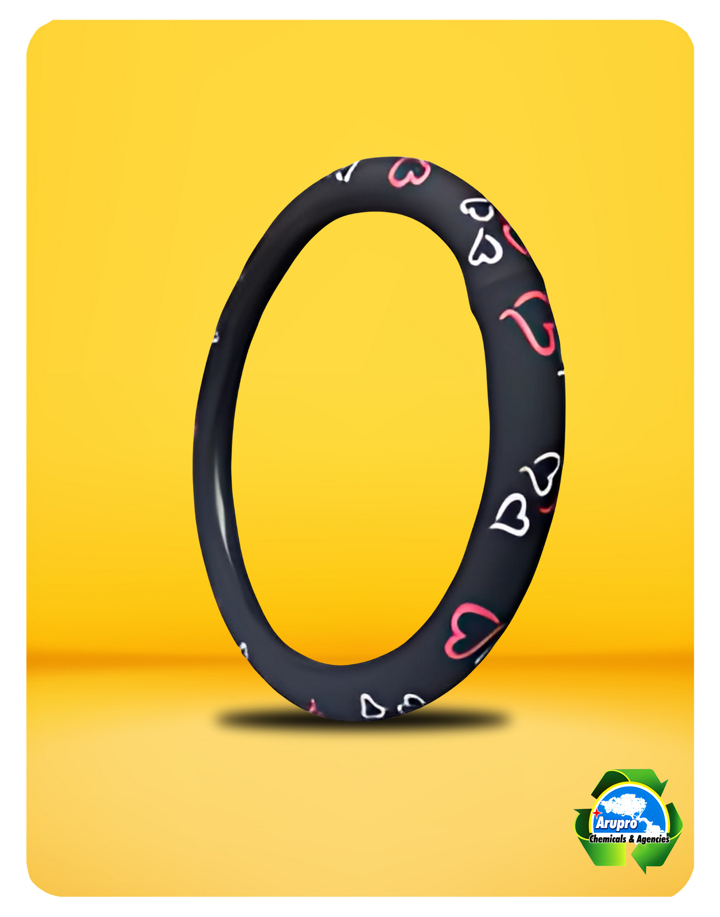 ARUPRO - STEERING WHEEL COVER BLACK WITH HEARTS SYSNTHETIC